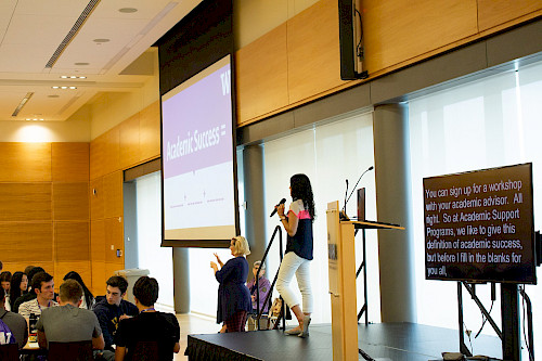 Students hear from Prajacta Kulkarni from Academic Support Programs in the Husky Union Building North Ballroom.