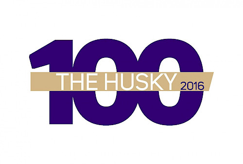The Husky 100 Logo