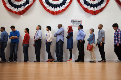 People standing in line to vote