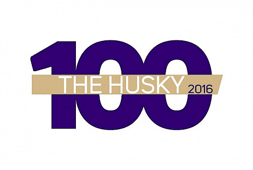 The Husky 100 Logo
